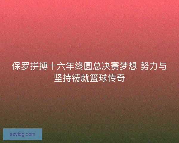 保罗拼搏十六年终圆总决赛梦想 努力与坚持铸就篮球传奇