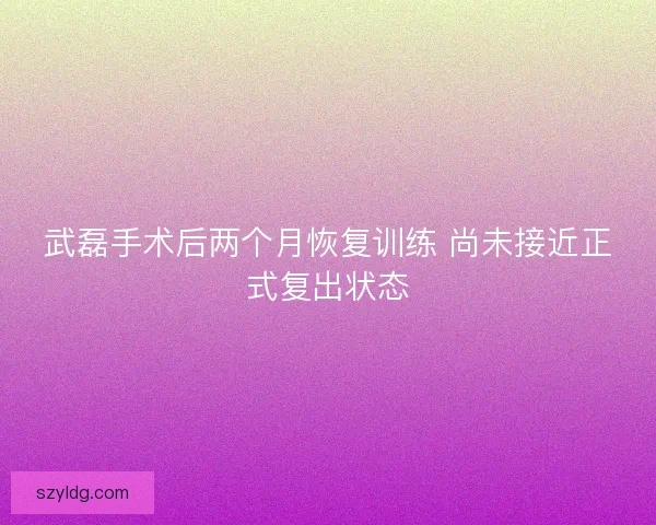 武磊手术后两个月恢复训练 尚未接近正式复出状态